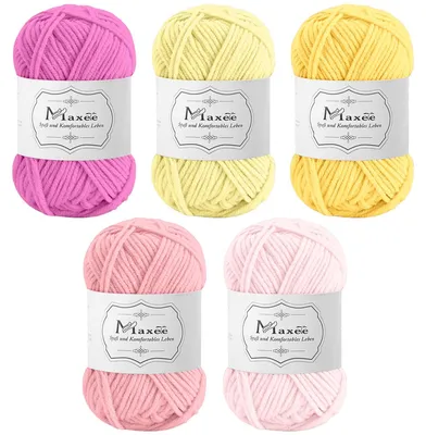 Hakgarn-Set, 250 g, 5 Farben, Acrylwolle, Handstrickgarn