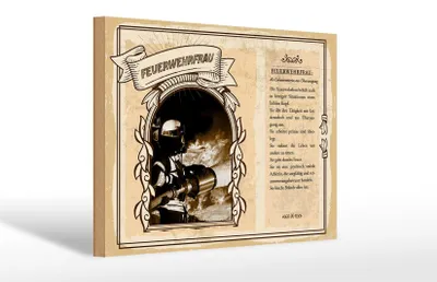 Produktbild von Holzschild Berufe 30x20cm Feuerwehrfrau Lebensretterin Not