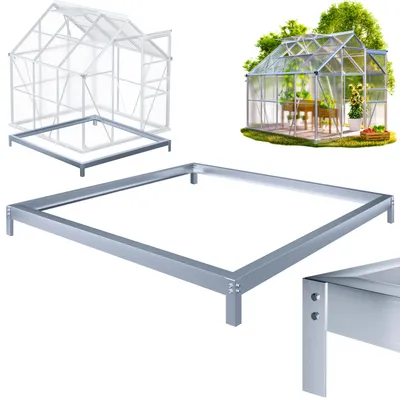 Produktbild von GARDEBRUK® Fundament für Gewächshaus 190x190cm Stahl verzinkt Sockel Stahlfundament Treibhaus Rahmen inkl. Montagematerial Bodenverankerung
