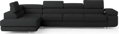 Produktbild von Masseno Ecksofa VICENTE mit Schlaffunktion L-Form, Sofa mit Bettkasten, Wohnzimmersofa, Couch, Soffa, Bettsofa, Couchgarnitur- Schwarz, QUELLE 100