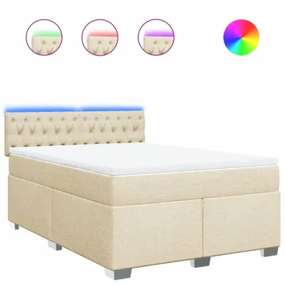Produktbild von Boxspringbett mit Matratze Creme 140x190 cm Stoff