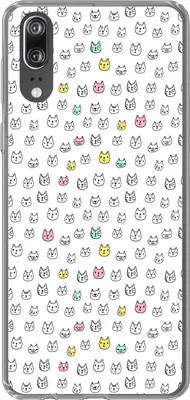 Produktbild von MuchoWow® Handyhülle Schutzhülle Hülle für Telefoonhoesje Huawei P20 Mädchen - Katze - Haustiere - Muster - Mädchen - Kinder - Kinder Silikon Softcase Handy Hülle - Hardcover