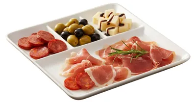Produktbild von Excellent Houseware Servierplatte fur Vorspeisen / Tapas - Poselein - weis - 25 cm - mit Fachern - q