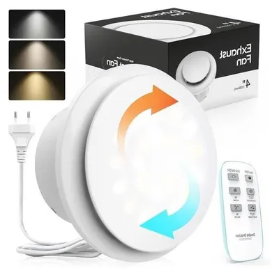 Obrázok produktu pre 100 mm kúpeľňový odsávací ventilátor s diaľkovým ovládaním - 3 LED diódy - 2 smery - inteligentná pamäťová funkcia - IPX4 - bezkartáčový jednosmerný motor - energeticky účinný - výkonný, tichý odsávací ventilátor