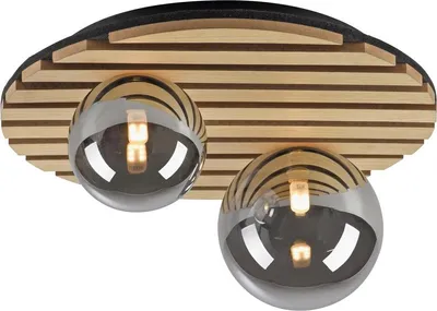 Immagine prodotto di JUST LIGHT Lampada da soffitto a LED STIKA Impiallacciatura in vero legno di rovere, vetro fumé Soggiorno, sala da pranzo, corridoio, cucina, ufficio, camera da letto 15208-79, 15209-79