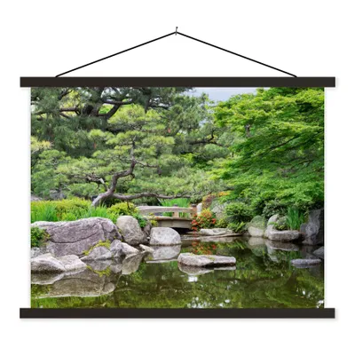 Produktbild von MuchoWow® Textilposter Japanisch - Natur - Wasser - Steine - Bäume 150x113 cm mit holzfarbenen Rahmen - Poster