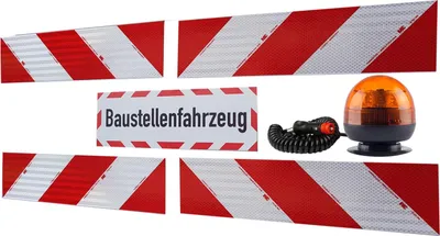 Produktbild von Kennleuchte gelb + 4 x Set Kfz-Warnmarkierung + 45x15 Baustelle alles magnetisch