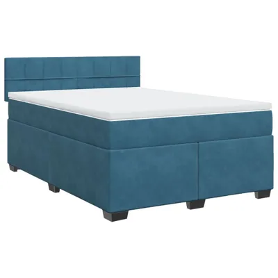 Produktbild von Boxspringbett mit Matratze Dunkelblau 140x200 cm Samt
