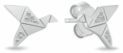 Produktbild von Silberohrringe Origami-Vogel mit Zirkonen EA1183W