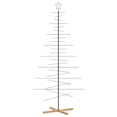 Zdjęcie produktu dla Metalowa choinka z drewnianą podstawą, czarna, 210 cm