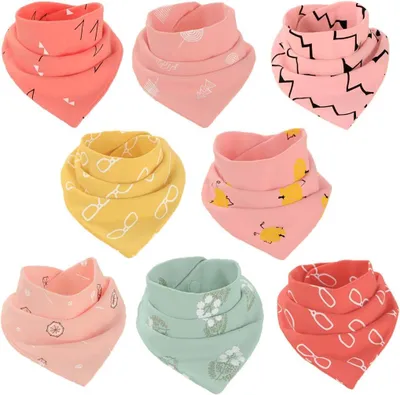 Produktbild von Babylätzchen Set von 8, Baumwollbandana, dreieckige Tücher, weich und saugfähig, für Babys