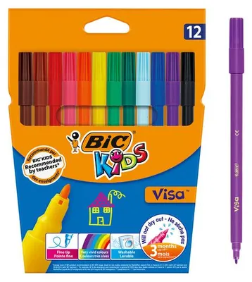 Image de Feutre de coloriage BIC KIDS Visa, étui carton de 12 pièces