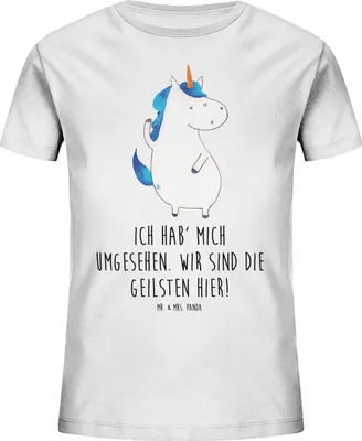 Produktbild von Mr. & Mrs. Panda Kleinkinder T-Shirt Einhorn Mann 7-8 Jahre (122/128) - Weiß - Geschenk, BFF, Party, Jungen, Unicorn, Baumwollshirt Kinder, Teenager, Einhörner, Kleinkind