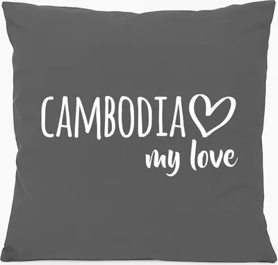 Produktbild von Huuraa Kissen Cambodia my love 40x40cm mit Füllung Steel Grey Baumwolle Dekokissen Geschenkidee