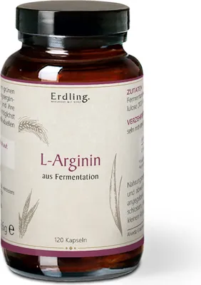 Produktbild von L-Arginin Nahrungsergänzungsmittel aus Gersten-Fermentation vegan 120 Kapseln