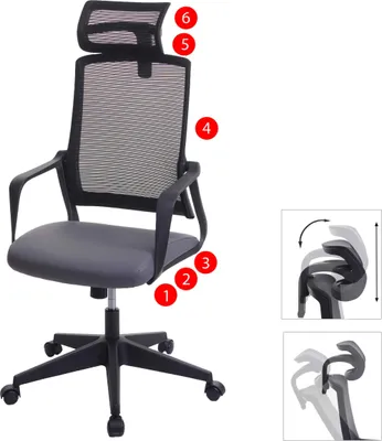Zdjęcie produktu dla Krzesło biurowe HWC-J52, krzesło obrotowe do biurka, ergonomiczny zagłówek, imitacja skóry  ~ szary