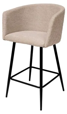 Produktbild von Barhocker Marlo Beige – Höhe 101 cm – Gesteppter Stoffbezug, Metallbeine, mit Armlehnen – Für Küche und Kücheninsel