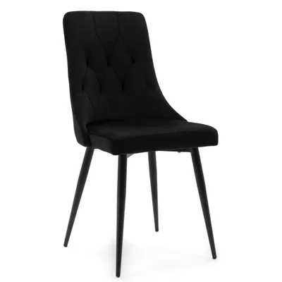 Produktbild von NEW HOME Stuhl CAREN gespolsterter Esszimmerstuhl Wohnzimmerstuhl mit Steppung - schwarz - moderne Samt Velours Möbel