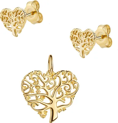 Produktbild von Gold 333 Schmuckset Lebensbaum Goldanhänger und 2x Ohrstecker