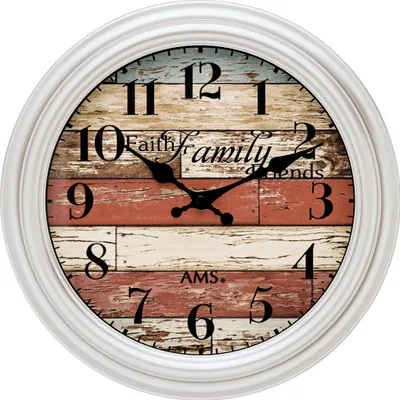 Produktbild von AMS 9618 Wanduhr Quarz analog silbern rund