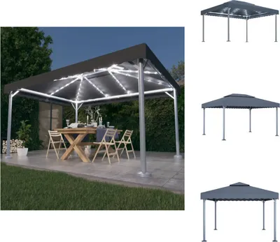 Produktbild von vidaXL Pavillon mit LED-Lichterkette 400x300 cm Anthrazit Aluminium -  Pavillons & Partyzelte