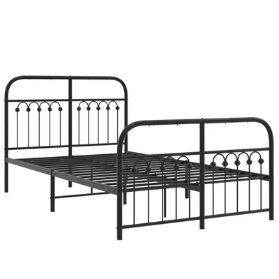 Image de Cadre de lit métal sans matelas avec pied de lit noir 120x190cm