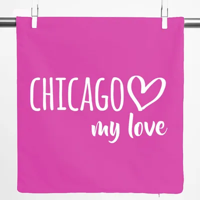 Produktbild von Huuraa Kissenbezug Chicago my love 40x40cm Fuchsia Baumwolle Dekokissenbezug Geschenkidee