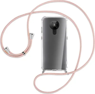 Produktbild von Handykette Backcover-Schutzhülle mit Band (Metall silberfarben) für Nokia 5.3 - roségold