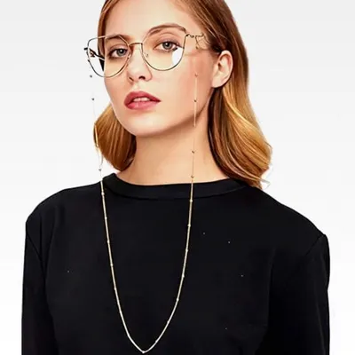 Produktbild von 2er-Set Brillenkette, Seilkette für Sonnenbrillen, modische Brillenkette, Hängekette für Sonnenbrillen, Brillenkette in Perlengold, Anti-Verlust Zubehör für Brillen, Reise-Sonnenbrillenseil