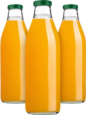 Immagine prodotto di Bottiglie per succhi KADAX da 1 litro, 3 pezzi, verdi, bottiglie in vetro con tappo a vite da 43 mm, bottiglie vuote per conserve, bottiglie per conserve da riempire con succhi e sciroppi