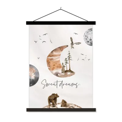 Produktbild von MuchoWow® Textilposter Kinder - Tiere - Sprichwörter 60x80 cm mit schwarzem Rahmen - Plakathalter