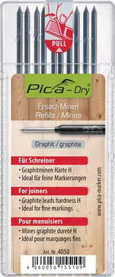 Produktbild von Minenset Pica-Dry 10x graphit Spezialhärte "H" f.feine Markierungen 10 Minen/Set