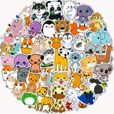 Productafbeelding van 100 Dieren Stickers - Schattige Vinyl Stickers voor Kinderen en Volwassenen
