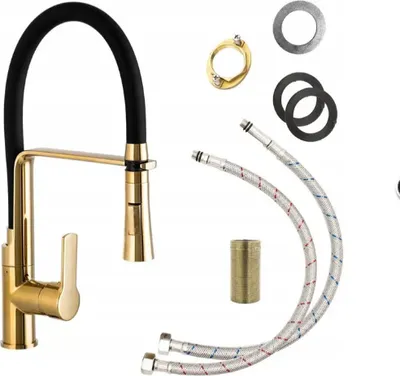 Immagine prodotto di Rubinetto da cucina, 43 cm, oro, 360°, bocca girevole, Vegas