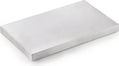 A silver rectangular block on a white background.