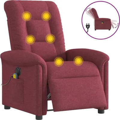 Image de Fauteuil de massage inclinable électrique Rouge bordeaux Tissu