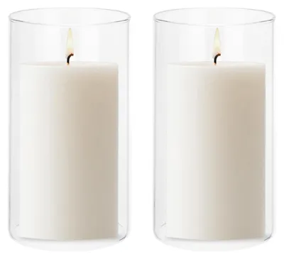 Kerzenhalter Glas 2er-Set, H:15 cm, Ø 8,5 cm, transparent