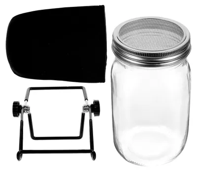 Produktbild von Keimglas-Set mit Edelstahldeckeln und Ständer für Bohnensprossen