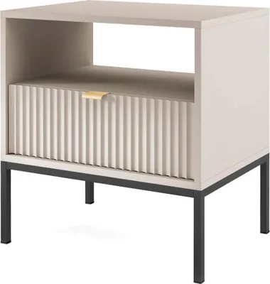 Obrázok produktu pre FURNLUX Nočný stolík Avon béžovo-čierny 54 cm / Hlavná farba: béžová / Rozmery: 54 x 56 x 39 cm