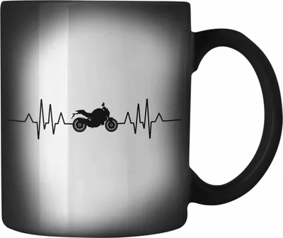 Produktbild von Trendation - Motorradfahrer Geschenk für Männer Motorrad Farbwechsel Zauber-Tasse mit Spruch Karabiner Farbwechsel Zauber-Tasse Edelstahl Biker Herren (Schwarz)