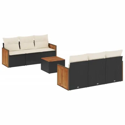 Produktbild von 7-tlg. Garten-Sofagarnitur mit Kissen Schwarz Poly Rattan
