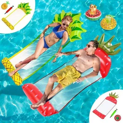 Produktbild von Famanu Wasserhangmat 4-in-1 - Aufblasbare Wasserliege mit Becherhaltern