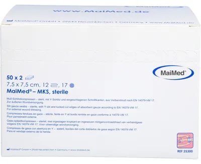 Image de Compresses fendues 7,5x7,5 12 plis stériles, 50X2 pcs COM