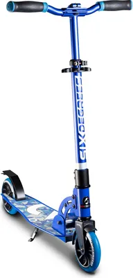 Obrázek produktu pro SIX DEGREES Hliníková koloběžka Junior se skládacím mechanismem a stojanem, 145 mm, výškově nastavitelná, GS-test, modrá
