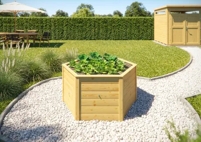 Produktbild von weka Elementhochbeet 6-Eck, 669, 21 mm - B x T x H - 143.00 x 143.00 x 69.00 - Naturbelassen
