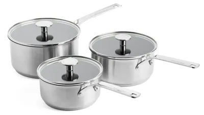 Produktbild von KitchenAid Stainless Steel PFAS-Free Ceramic Non-Stick 16 cm, 18 cm and 20 cm Sa