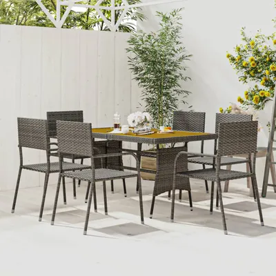 Produktbild von 7-tlg. Garten-Essgruppe Poly Rattan Grau , Gartenmöbel-Sets Design 2024