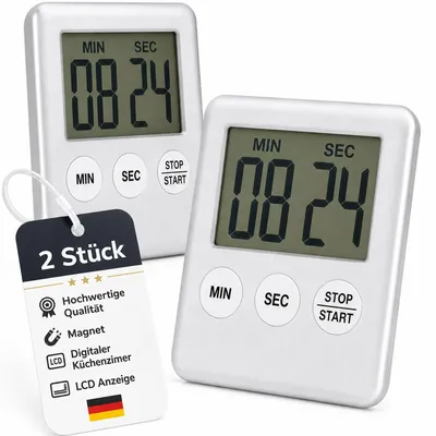 Produktbild von Eieruhr 2er Set Küchenuhr Kurzzeitmesser Digitale Eieruhr Timer Stoppuhr Magnet