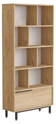Image de Bibliothèque Étagère en bois MDF mélaminé noyer H 175,6 cm avec pieds métal