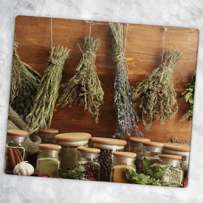 Produktbild von Glas-Herdabdeckplatten Glaskeramikkochfeld-Abdeckung Spritzschutz Glas 60 cm x 52 cm - Die Trauben Von Kräutern